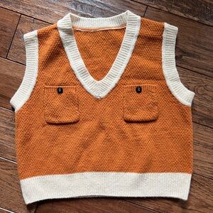 Orange and Cream Knit Vest